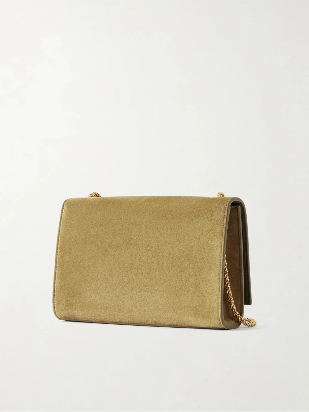 Back view of the Saint Laurent Kate Tassel Small Cassandre-embellished Suede Shoulder Bag