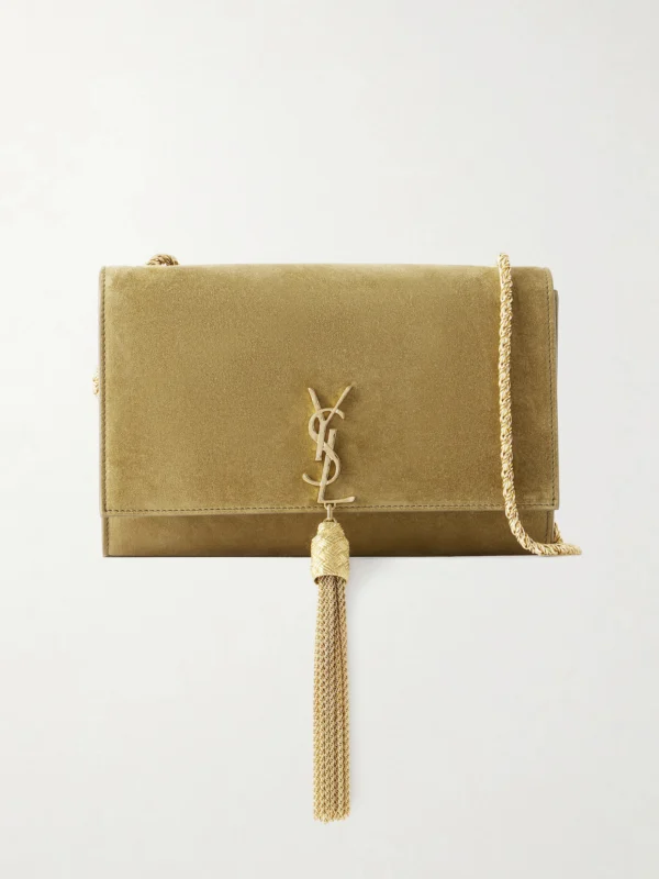 Saint Laurent Kate Tassel Small Cassandre-embellished Suede Shoulder Bag