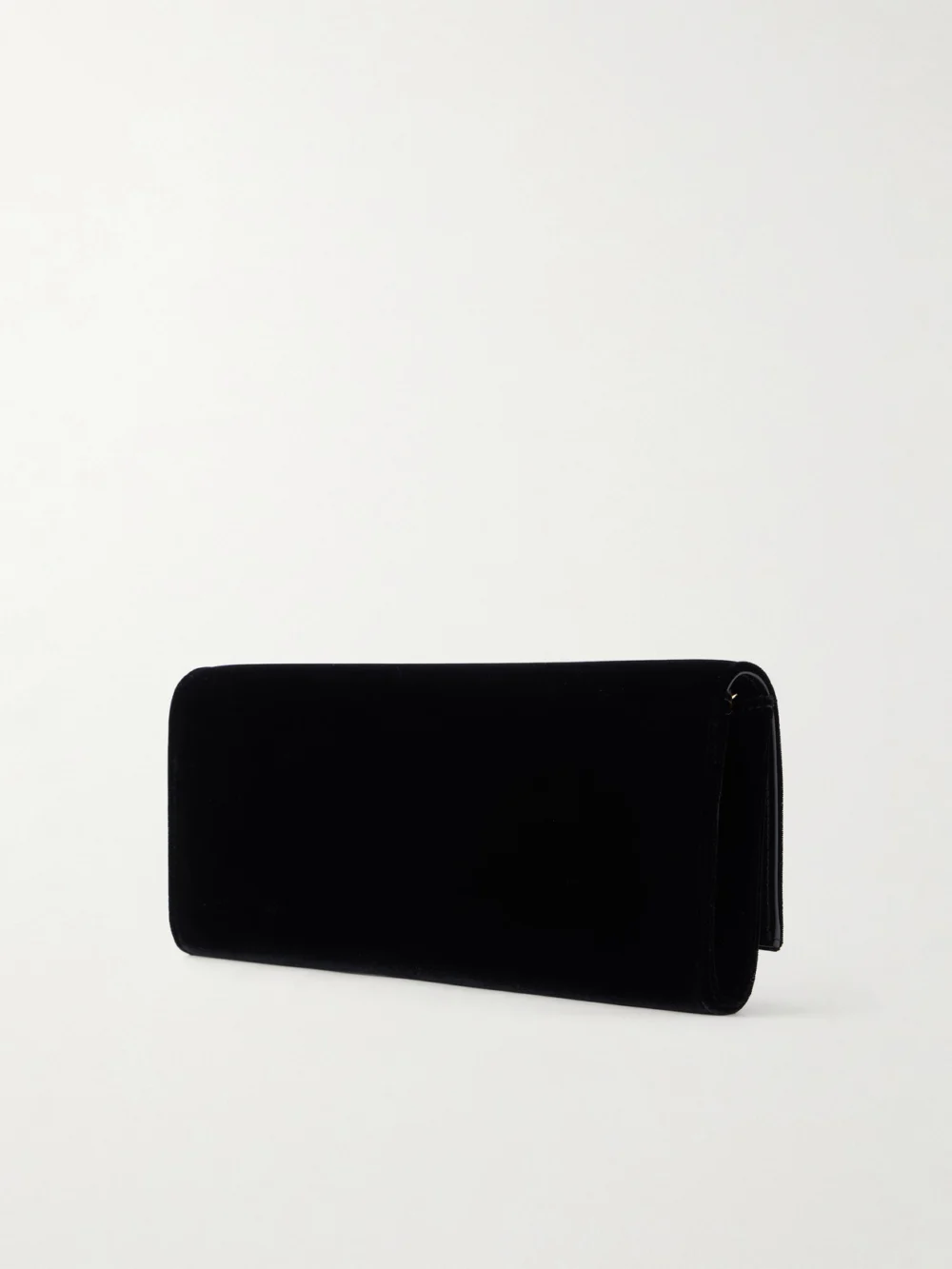 Back view of the Saint Laurent Kate Velour Logo Chain Clutch