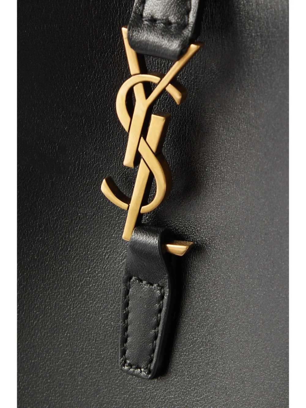 Close-up detail of the Saint Laurent Le 37 Mini Leather Bucket Bag
