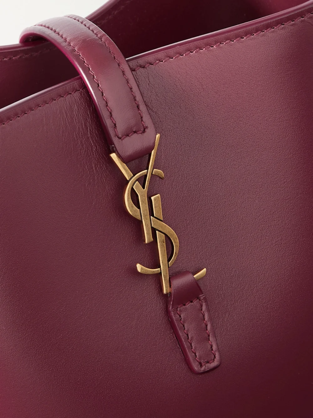 Close-up detail of the Saint Laurent Le 37 Mini Leather Bucket Bag