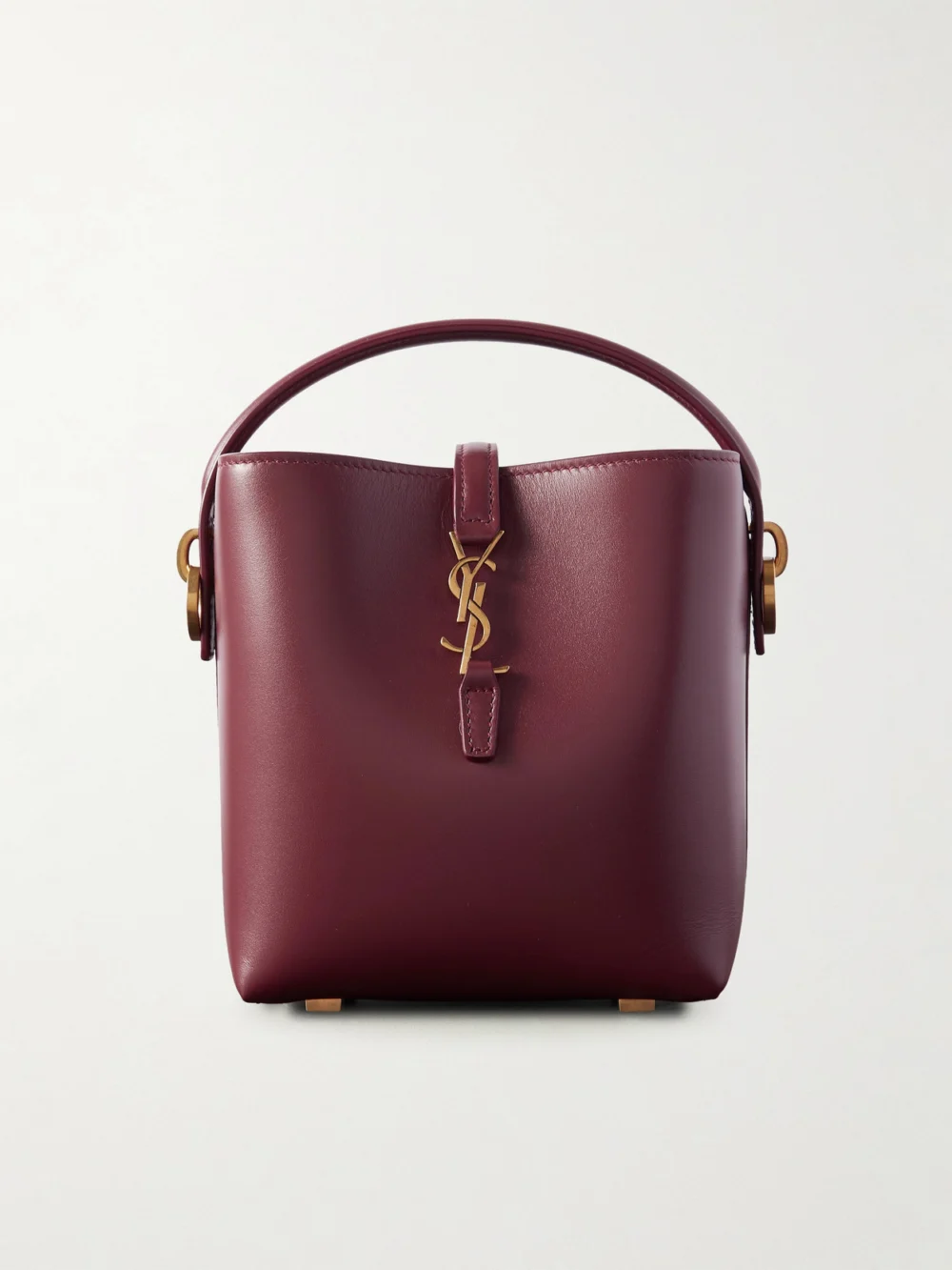 Saint Laurent Le 37 Mini Leather Bucket Bag in red