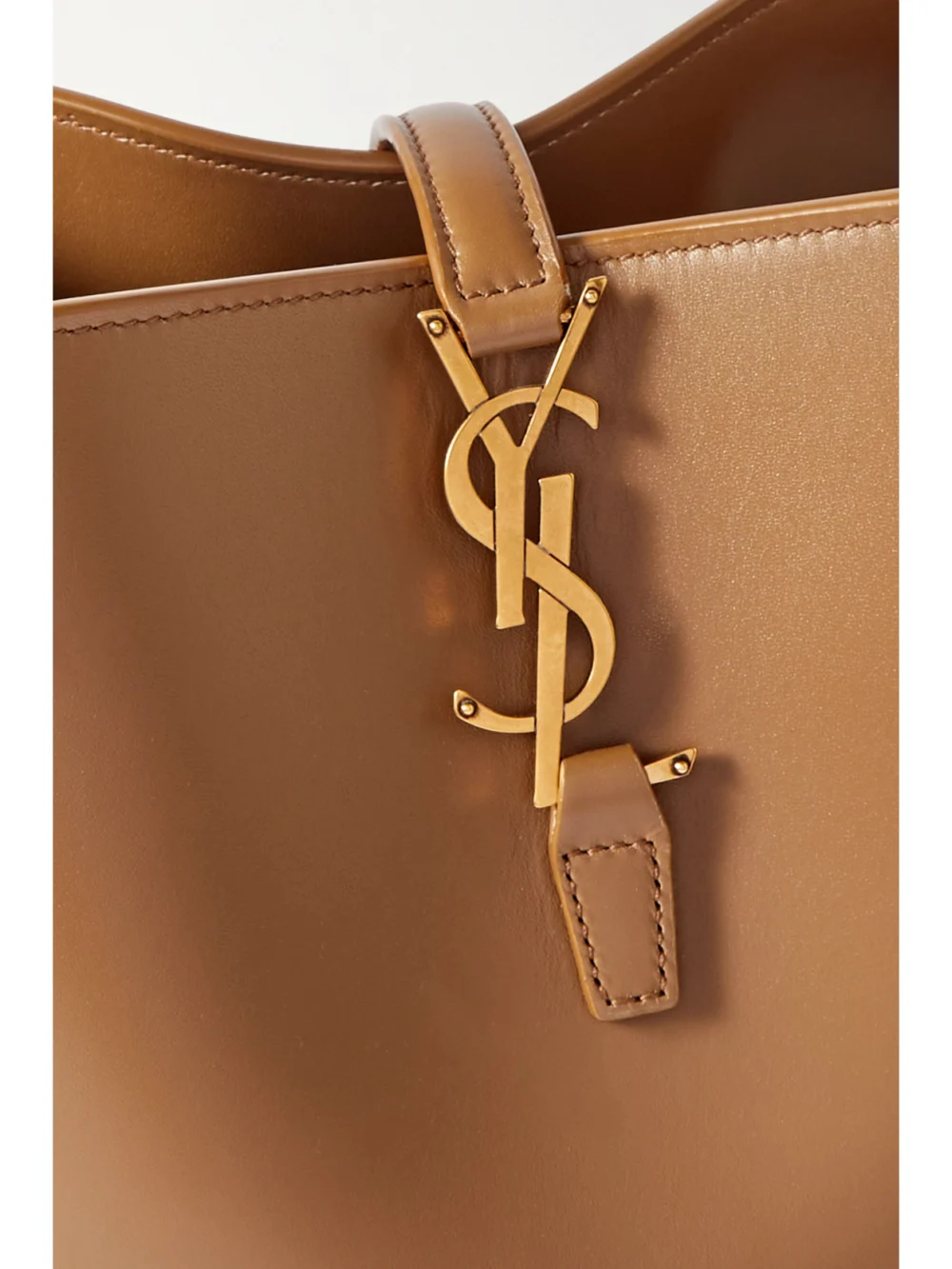 Close-up detail of the Saint Laurent Le 37 Small Leather Bucket Bag