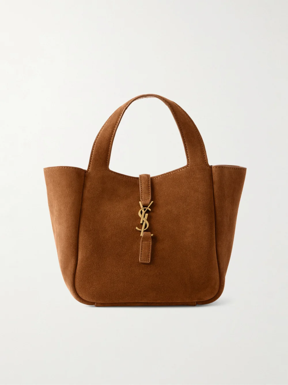 Saint Laurent Le 5 À 7 Baby Bea Suede Top-handle Bag in tan