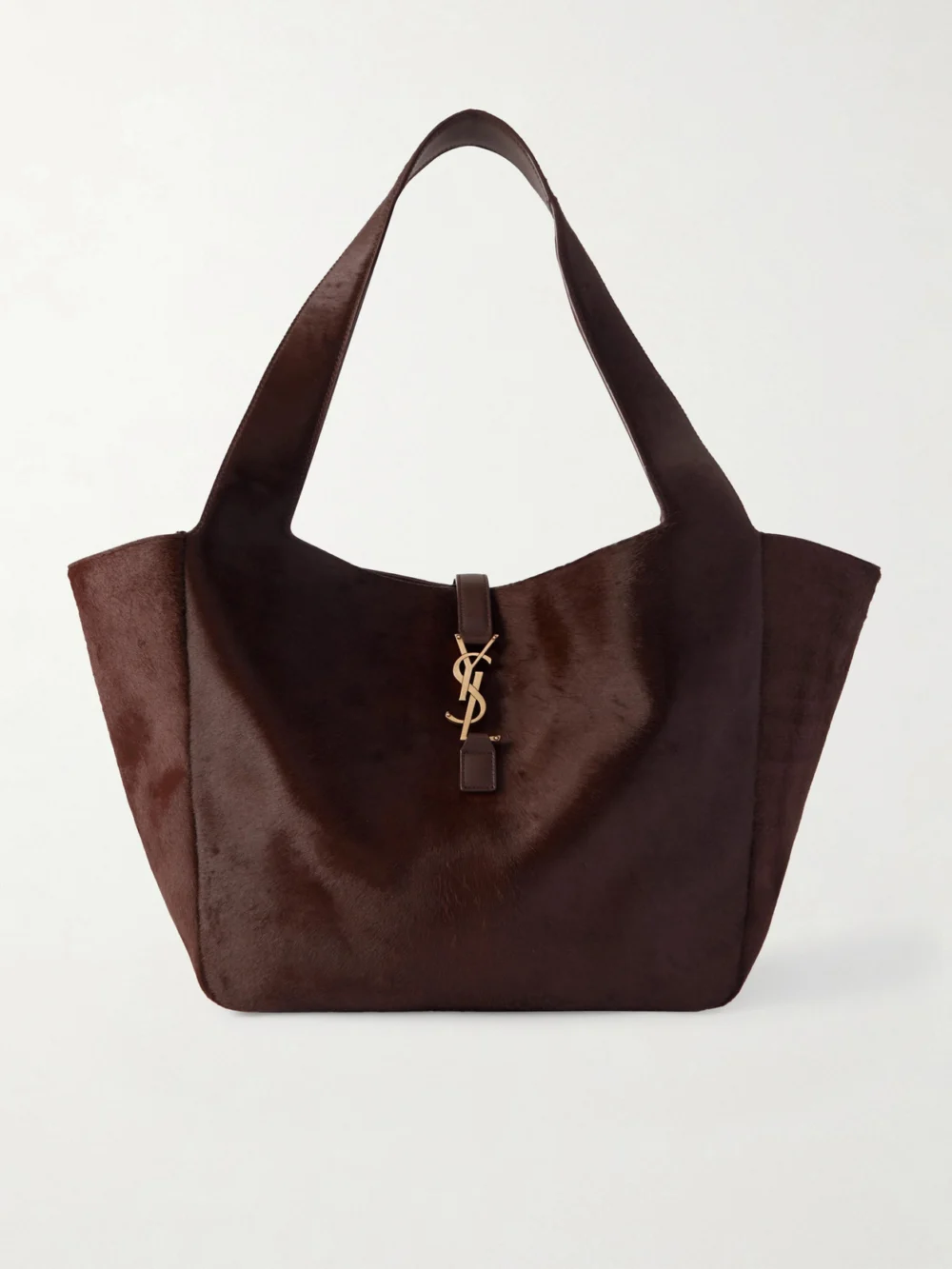Saint Laurent Le 5 À 7 Bea Pony Hair Tote in dark brown
