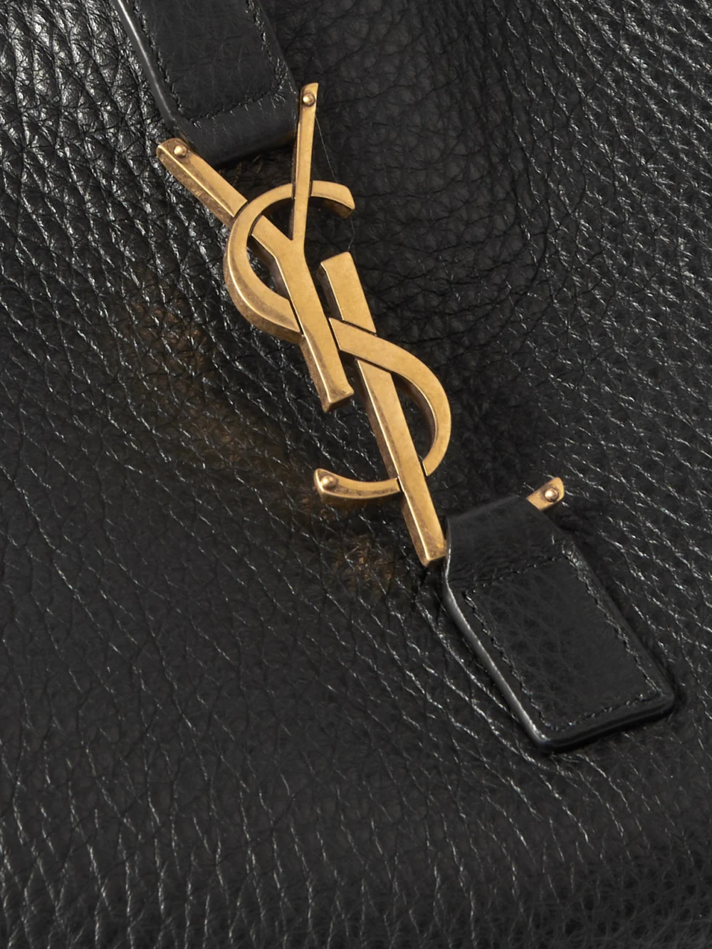 Close-up detail of the Saint Laurent Le 5 À 7 Bea Textured-leather Tote