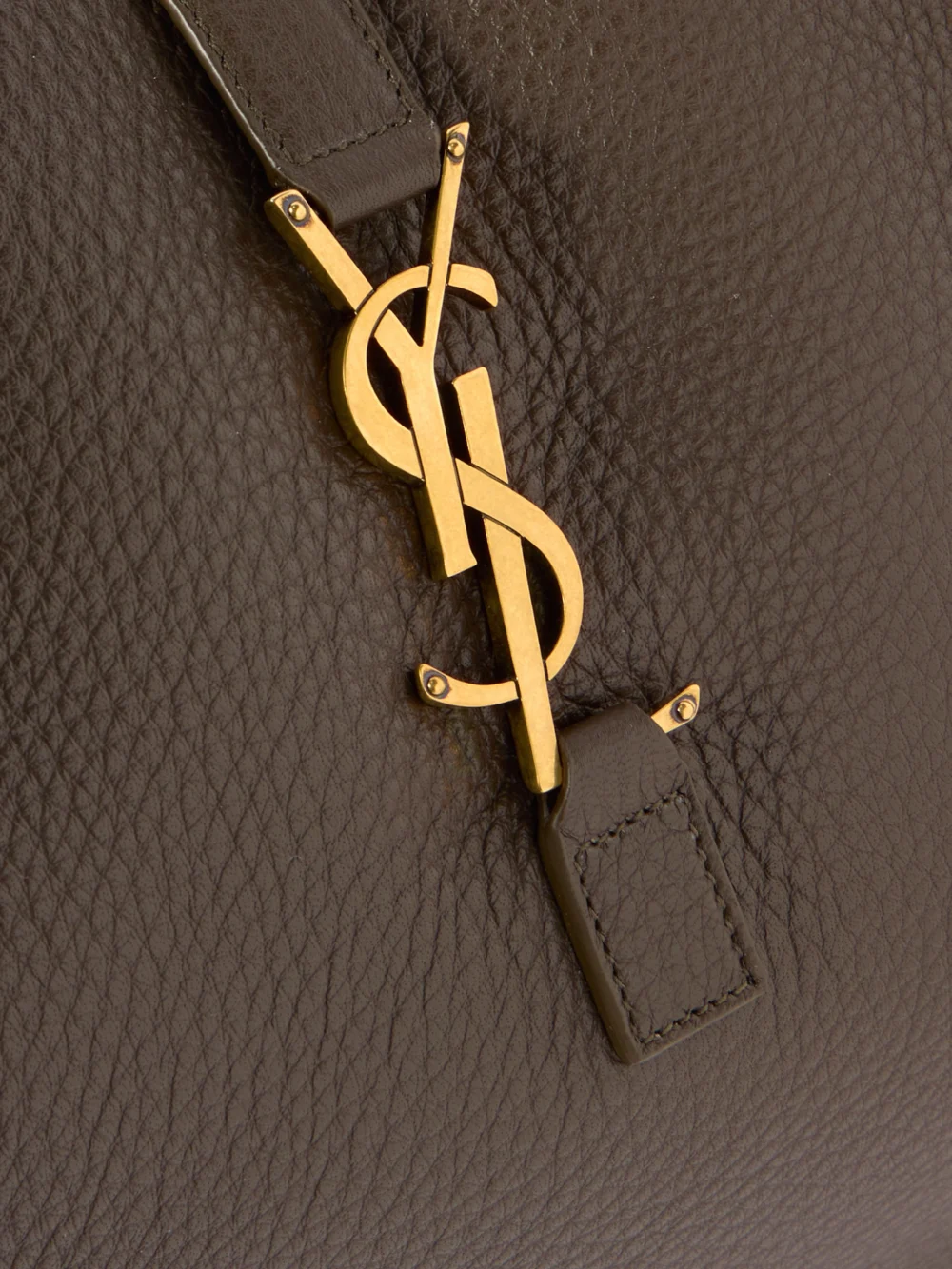Close-up detail of the Saint Laurent Le 5 À 7 Bea Textured-leather Tote