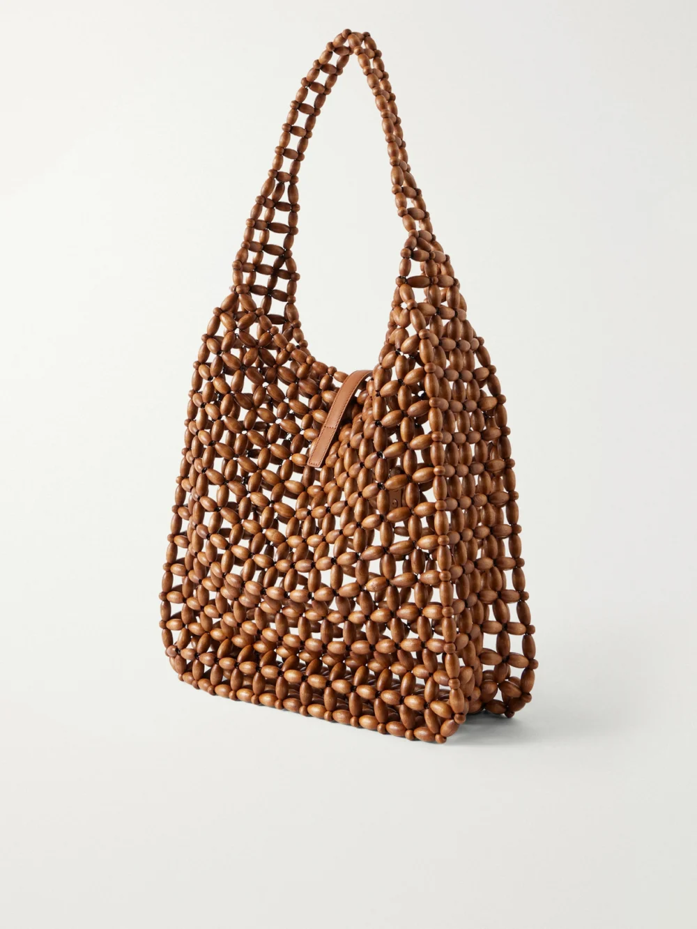 Back view of the Saint Laurent Le 5 À 7 Large Leather-trimmed Beaded Wood Shoulder Bag