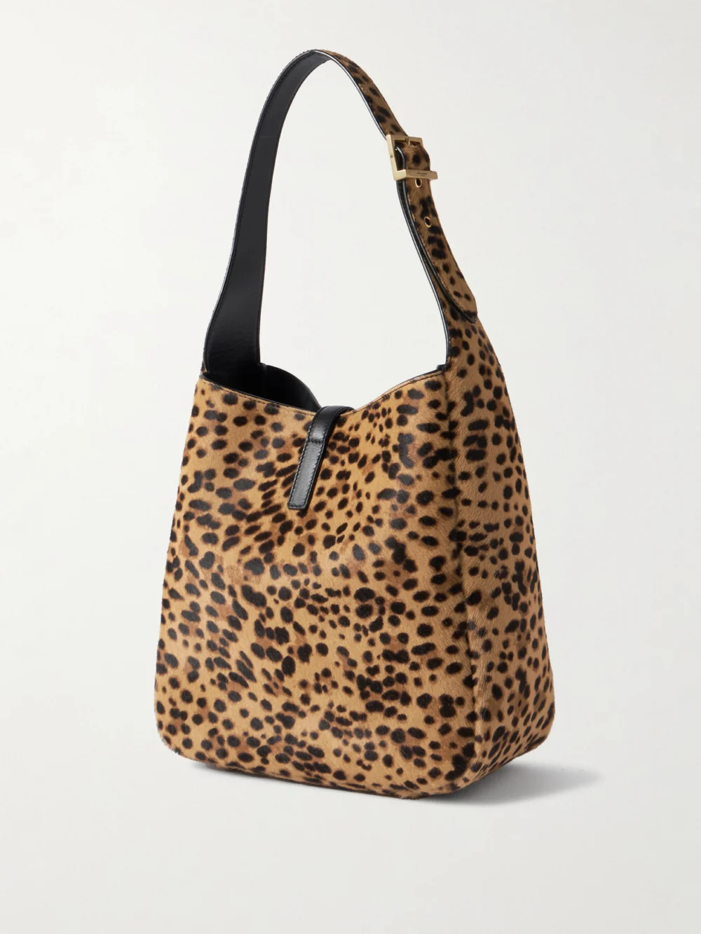 Back view of the Saint Laurent Le 5 À 7 Small Embellished Leather-trimmed Leopard-print Calf Hair Shoulder Bag