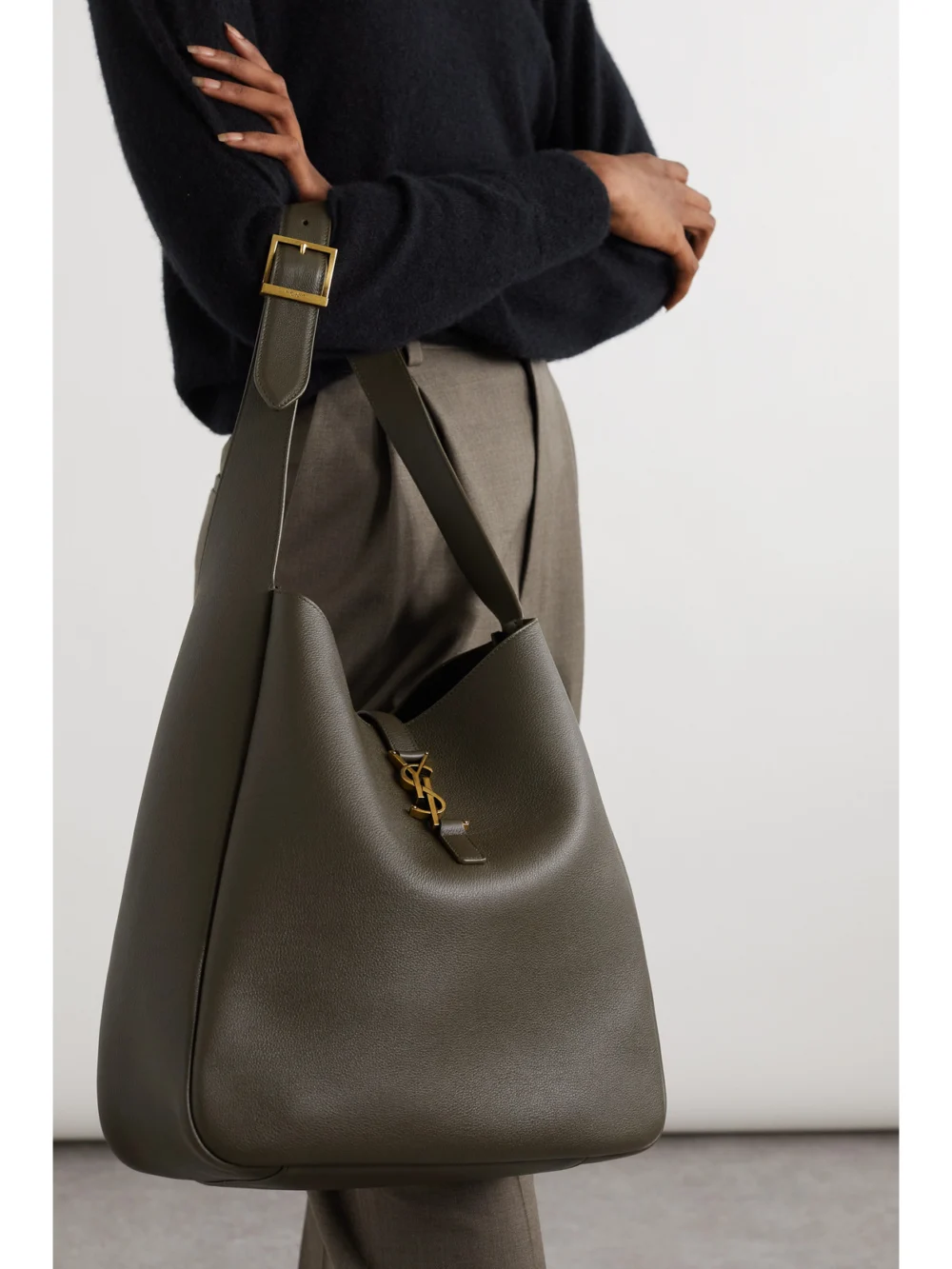 Saint Laurent Le 5 À 7 Supple Large Leather Shoulder Bag, styled view
