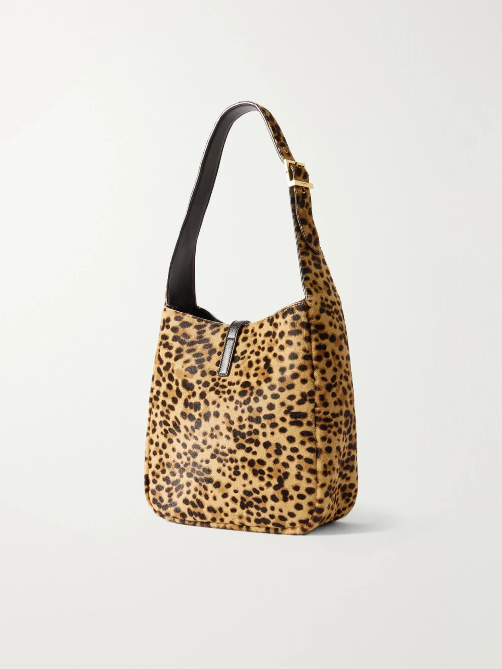 Back view of the Saint Laurent Le 5 À 7 Supple Small Leather-trimmed Leopard-print Pony Hair Shoulder Bag