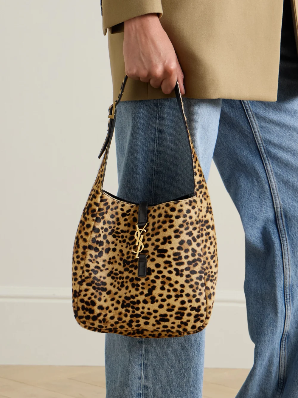 Saint Laurent Le 5 À 7 Supple Small Leather-trimmed Leopard-print Pony Hair Shoulder Bag, styled view
