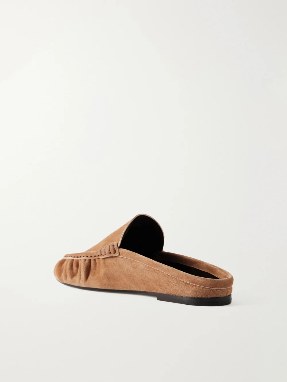 Back view of the Saint Laurent Le Loafer 05 Cassandre-embellished Suede Mules