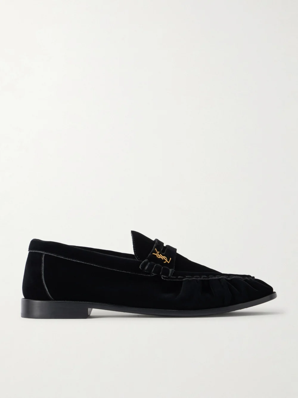 Saint Laurent Le Loafer 05 Cassandre-embellished Velvet Loafers in black