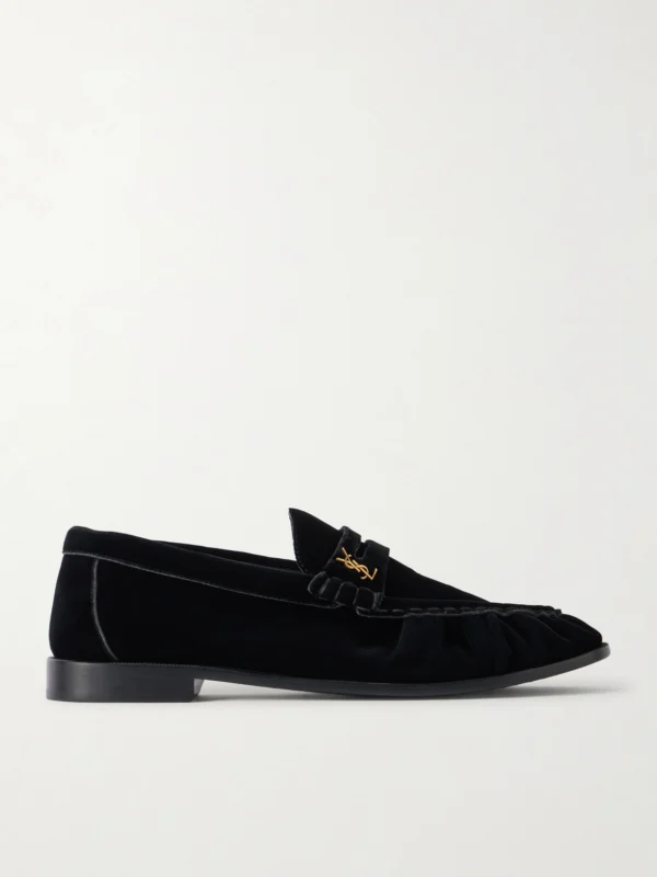 Saint Laurent Le Loafer 05 Cassandre-embellished Velvet Loafers