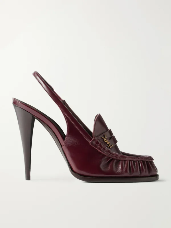 Saint Laurent Le Loafer 110 Cassandre-embellished Leather Slingback Pumps