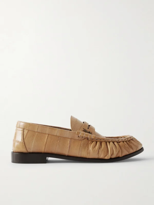 Saint Laurent Le Loafer Cassandre-embellished Eel Loafers