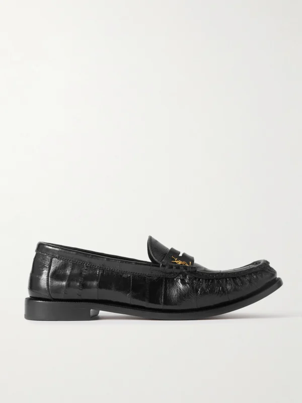 Saint Laurent Le Loafer Cassandre-embellished Eel Loafers