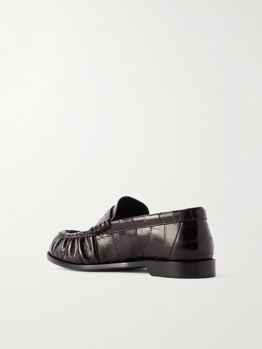 Back view of the Saint Laurent Le Loafer Cassandre-embellished Eel Loafers