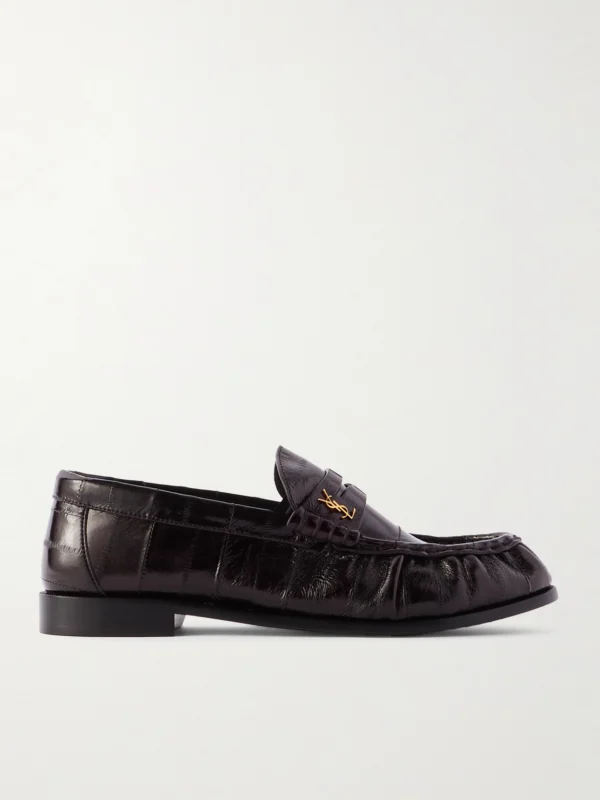 Saint Laurent Le Loafer Cassandre-embellished Eel Loafers