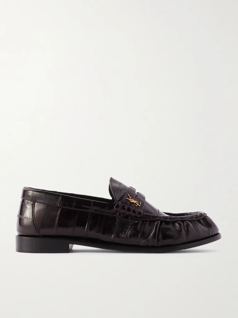Saint Laurent Le Loafer Cassandre-embellished Eel Loafers