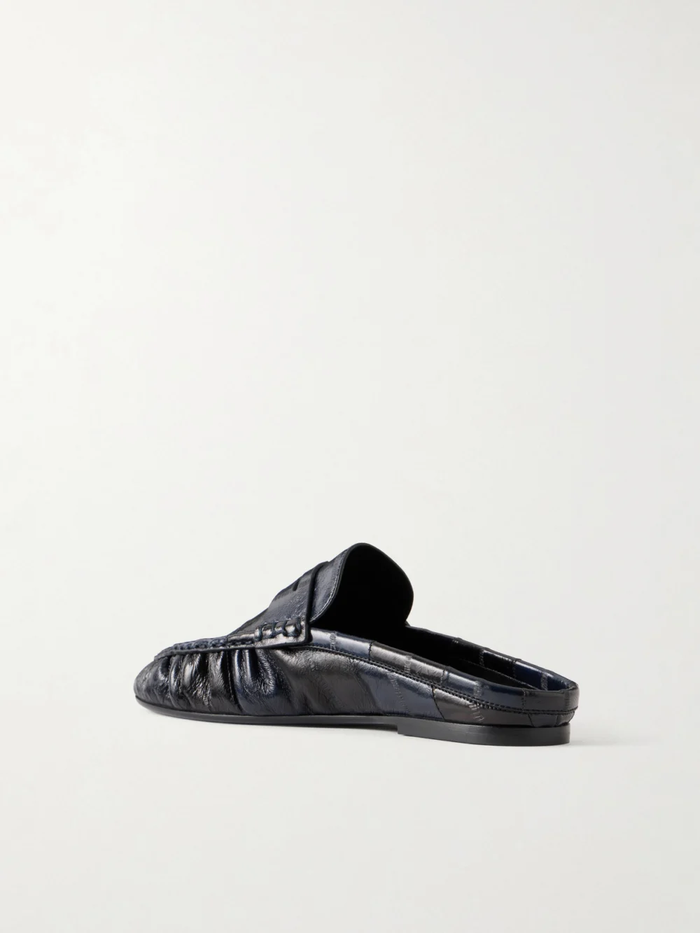 Back view of the Saint Laurent Le Loafer Cassandre-embellished Eel Mules