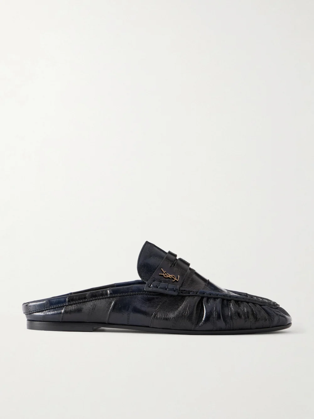 Saint Laurent Le Loafer Cassandre-embellished Eel Mules in black