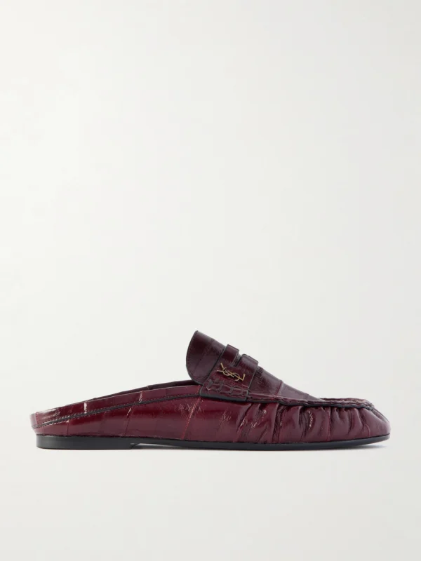 Saint Laurent Le Loafer Cassandre-embellished Eel Mules