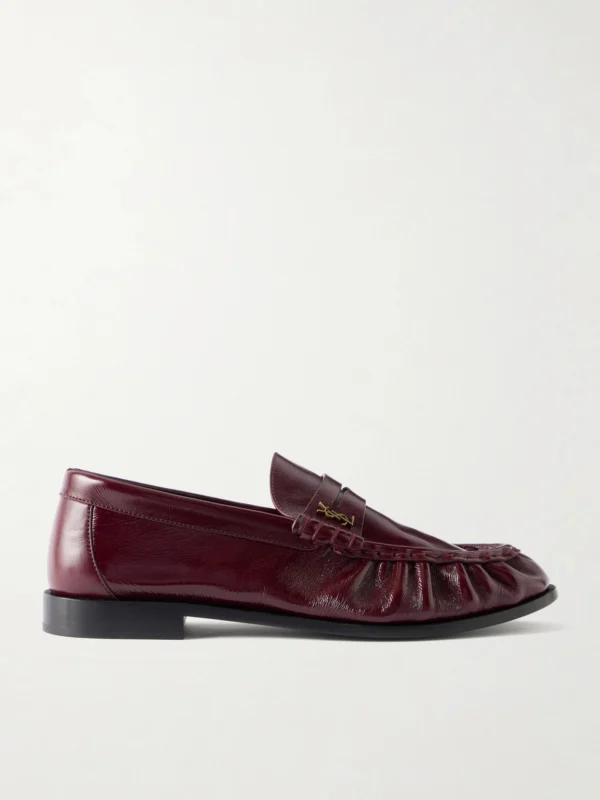 Saint Laurent Le Loafer Cassandre-embellished Glossed-leather Loafers