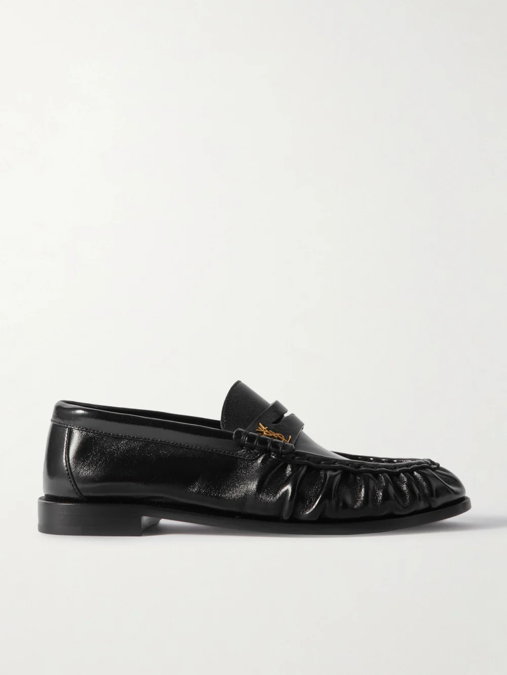 Saint Laurent Le Loafer Cassandre-embellished Leather Loafers in black