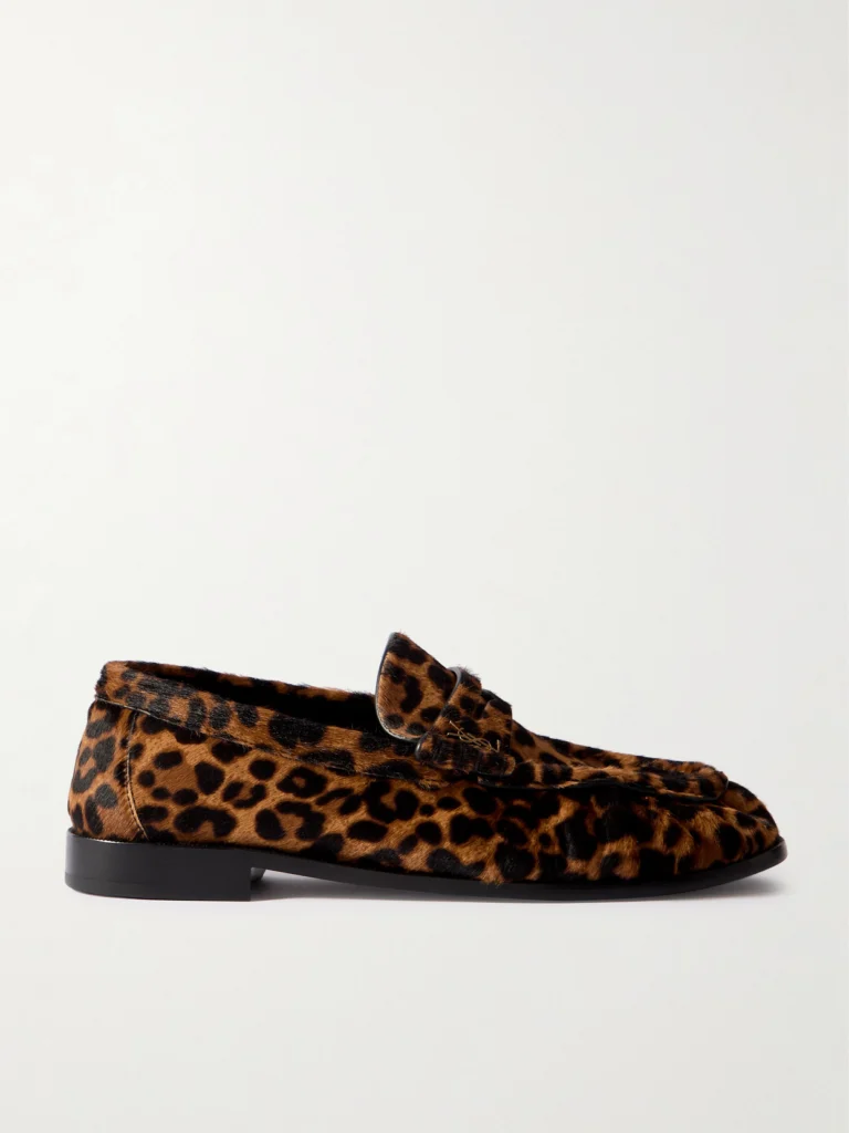 Saint Laurent Le Loafer Cassandre-embellished Leopard-print Calf Hair Loafers