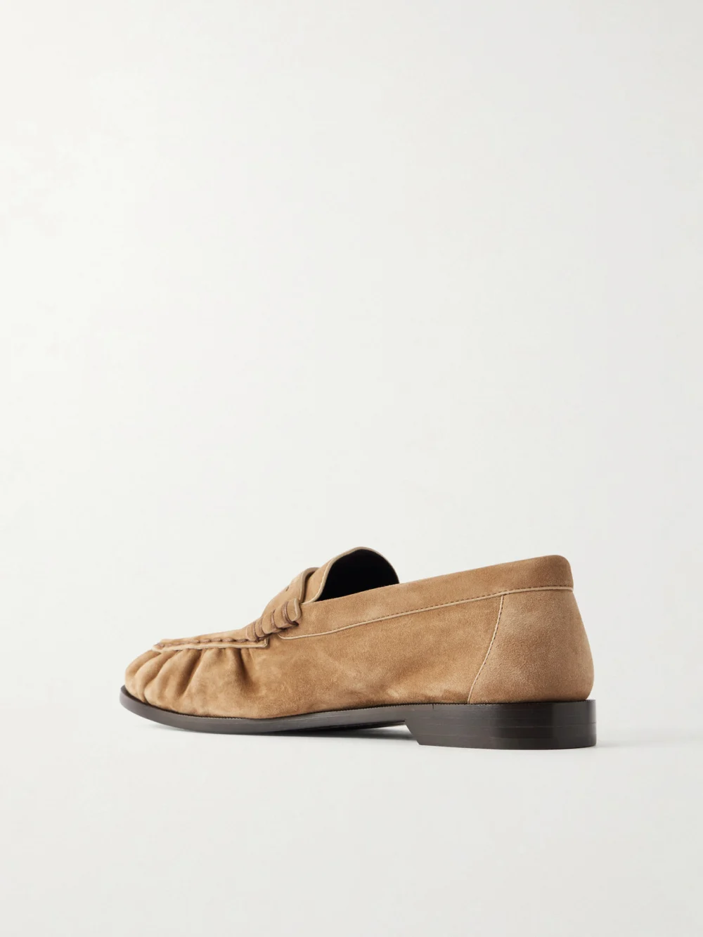 Back view of the Saint Laurent Le Loafer Cassandre-embellished Suede Loafers