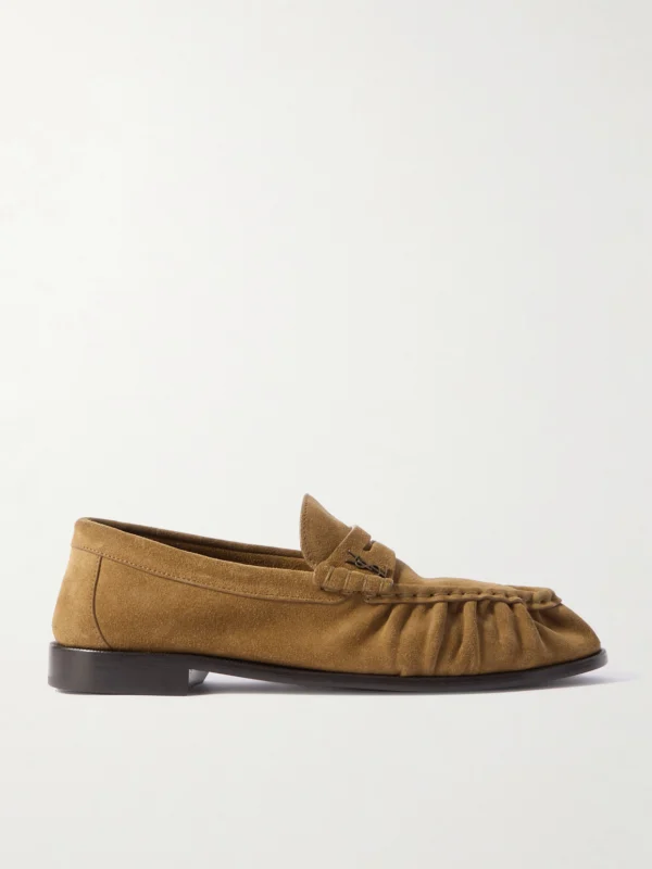 Saint Laurent Le Loafer Cassandre-embellished Suede Loafers