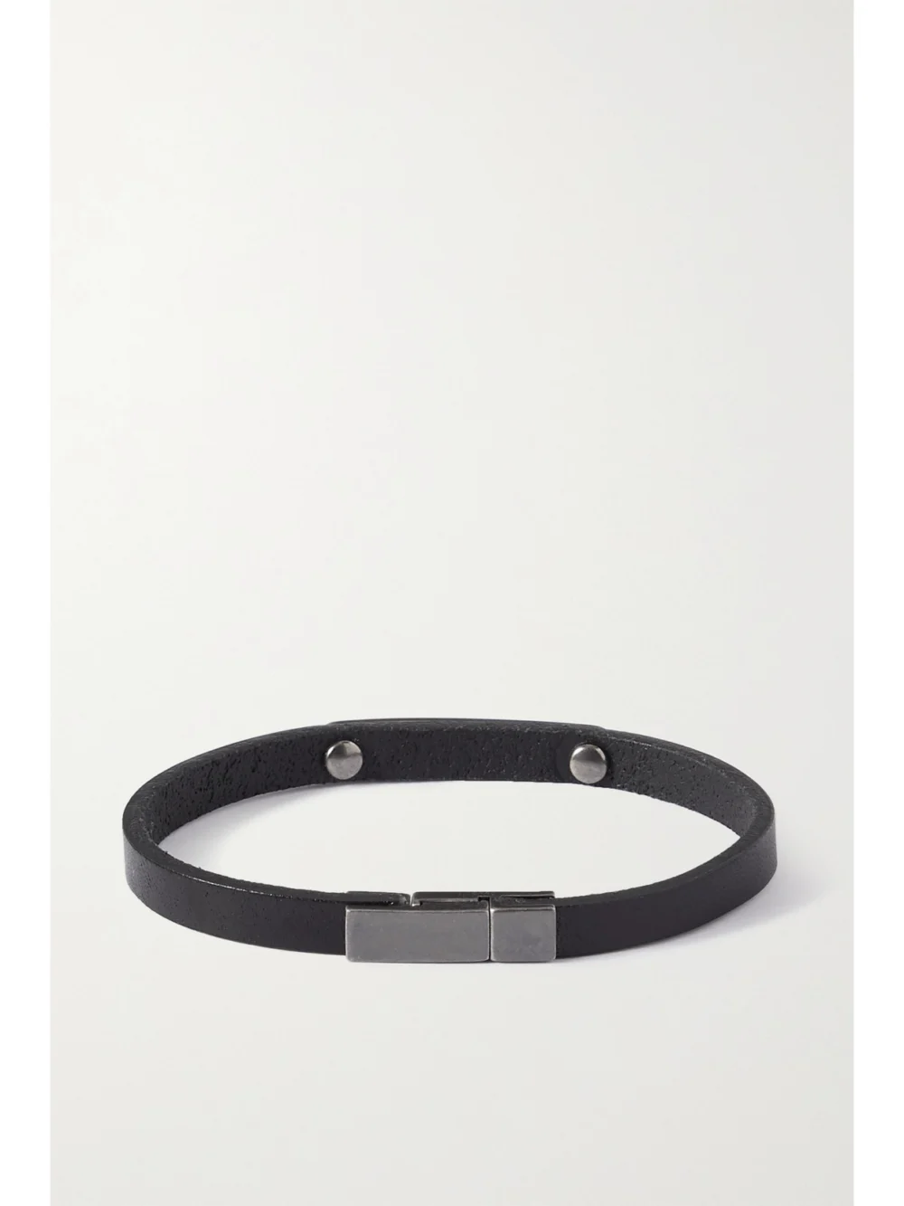 Back view of the Saint Laurent Leather and Silver-tone Bracelet