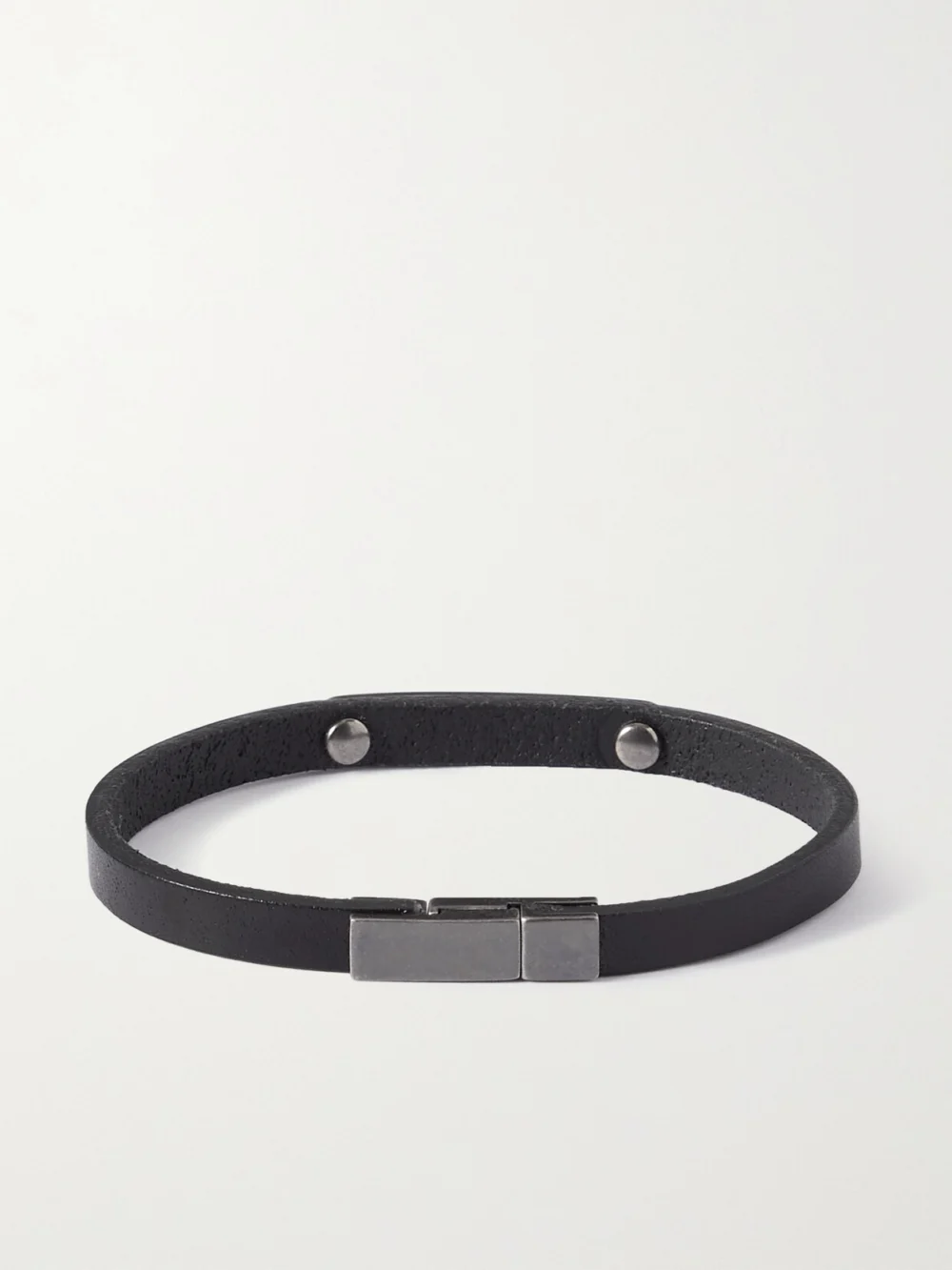 Saint Laurent Leather and Silver-tone Bracelet in black