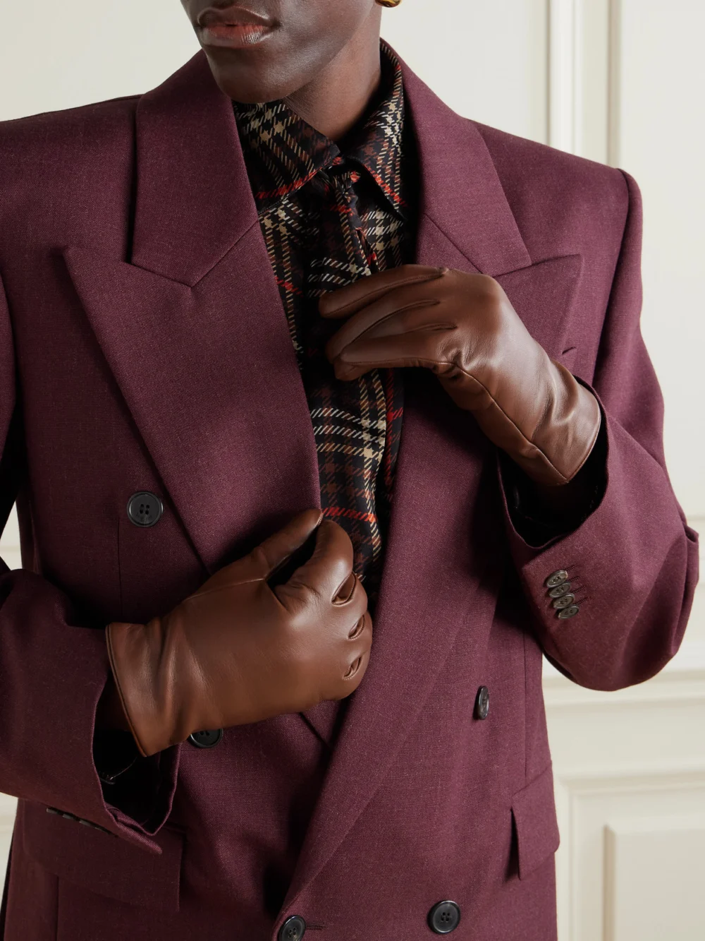 Saint Laurent Leather Gloves, styled view