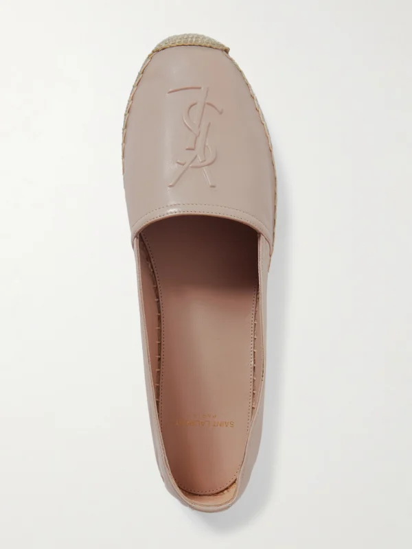 Saint Laurent Logo-embossed Leather Espadrilles