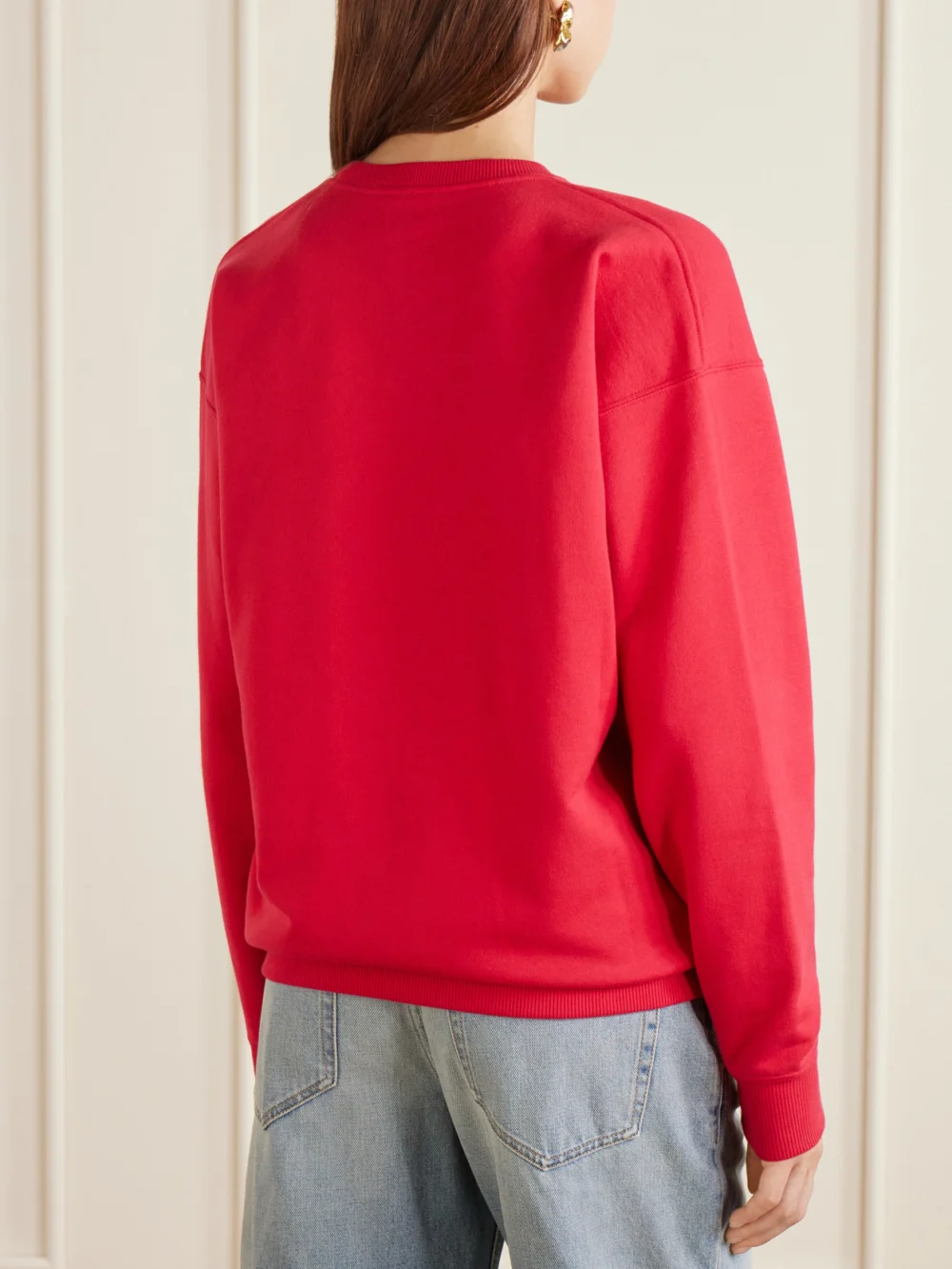Back view of the Saint Laurent Logo-embroidered Cotton-fleece Sweatshirt