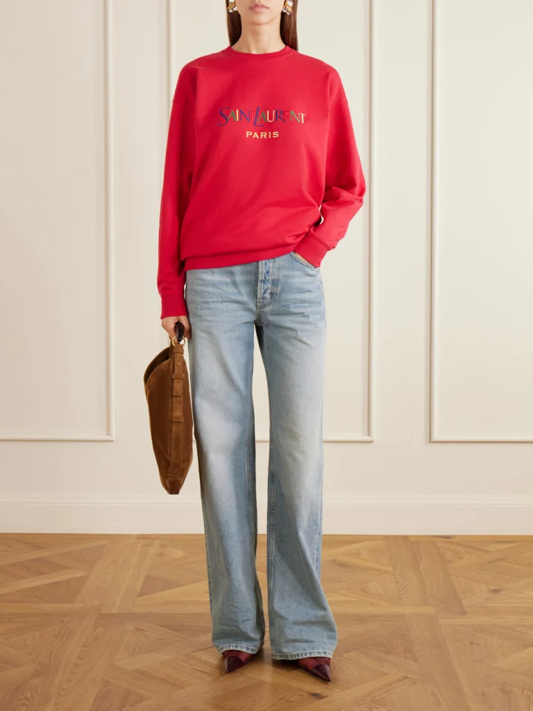 Saint Laurent Logo-embroidered Cotton-fleece Sweatshirt