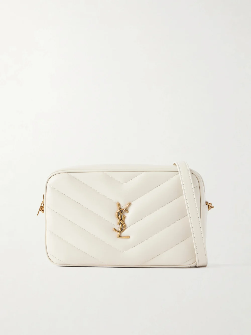 Saint Laurent Loulou Cassandre-embellished Matelassé Leather Shoulder Bag in white