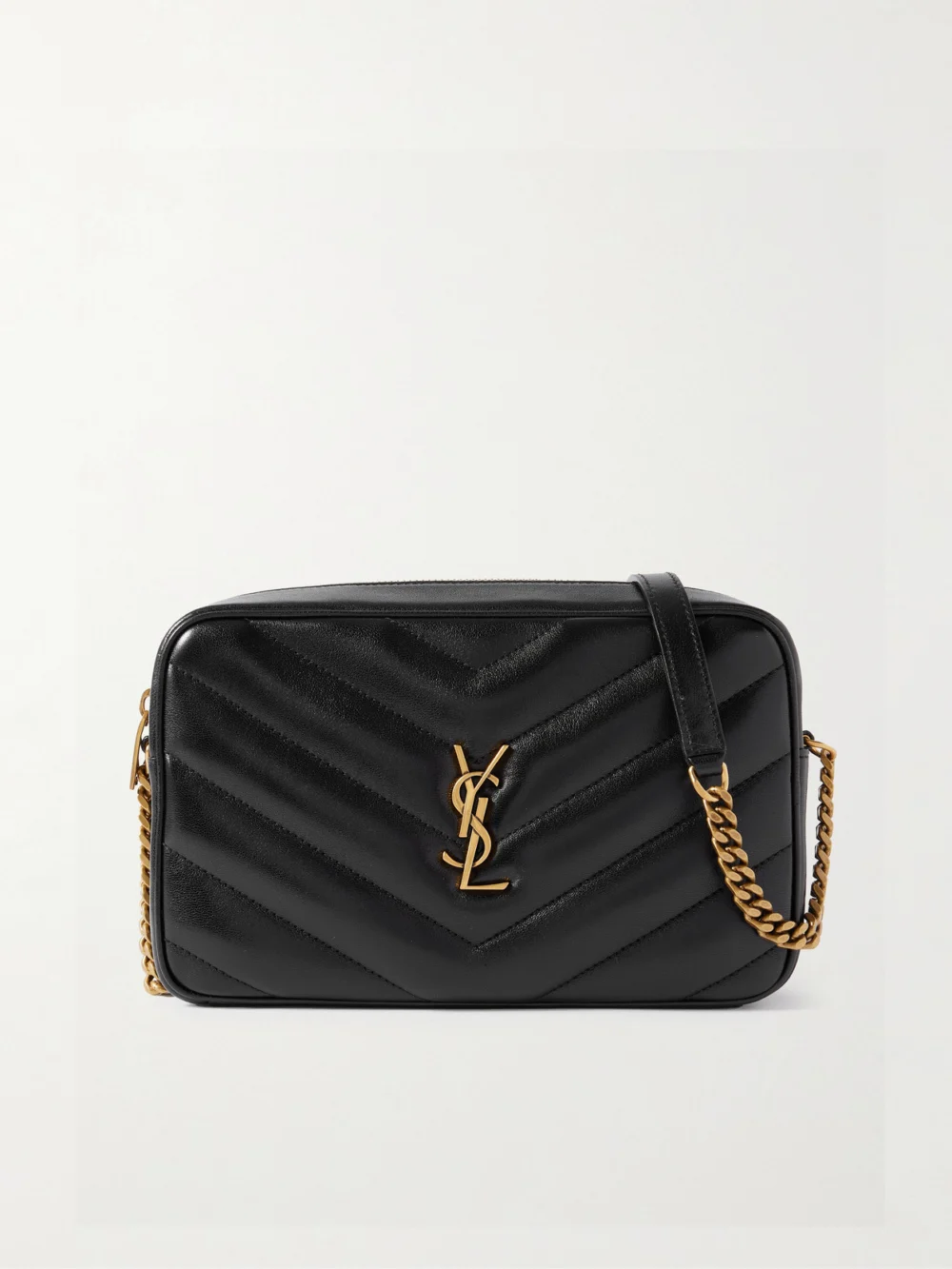 Saint Laurent Loulou Cassandre-embellished Matelassé Textured-leather Shoulder Bag in black