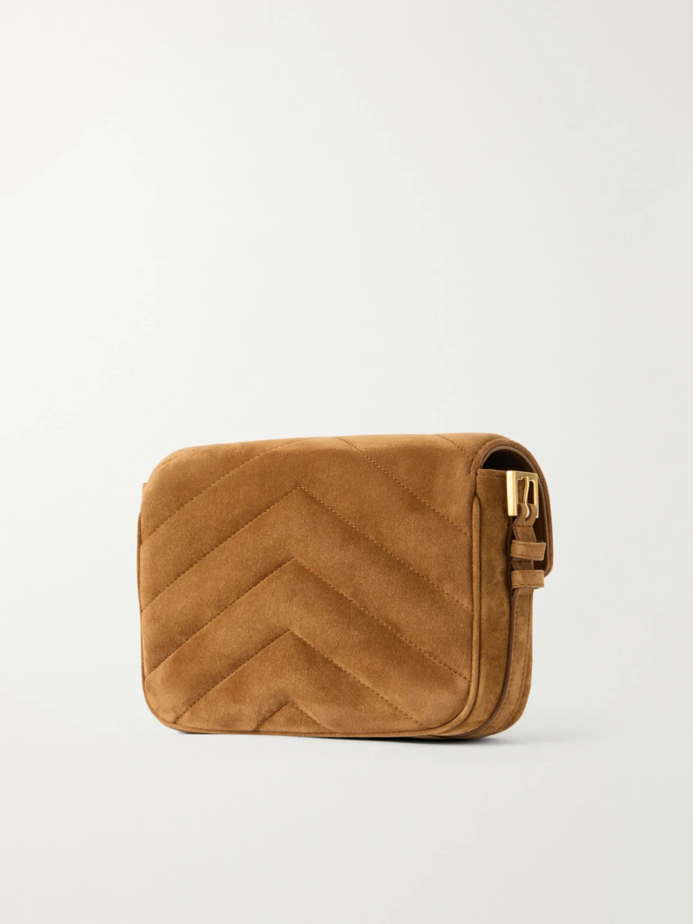 Back view of the Saint Laurent Loulou Cassandre Suede Shoulder Bag