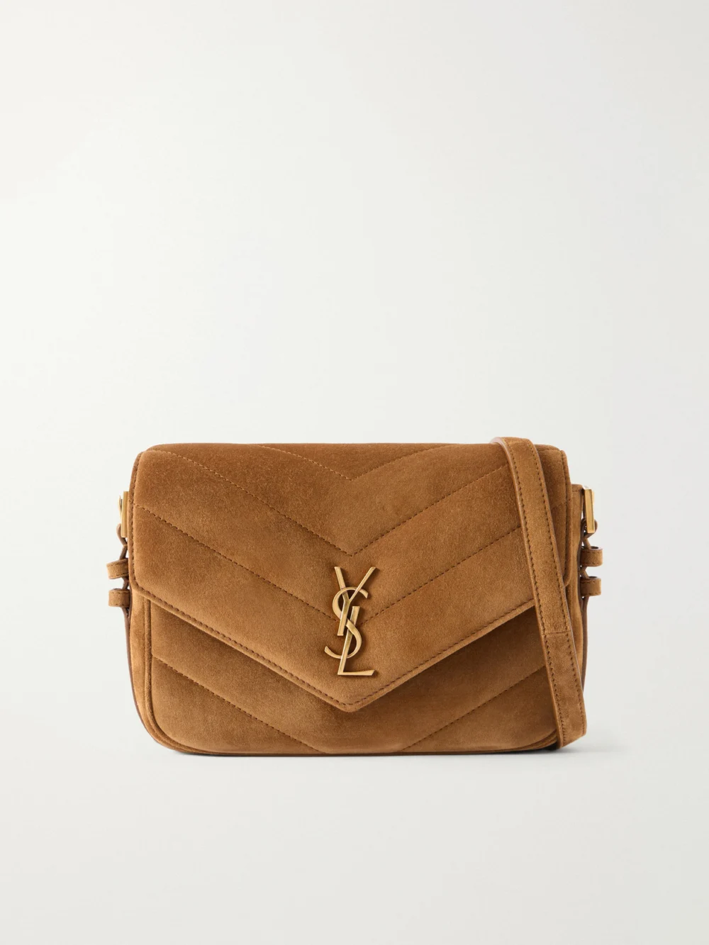 Saint Laurent Loulou Cassandre Suede Shoulder Bag in camel