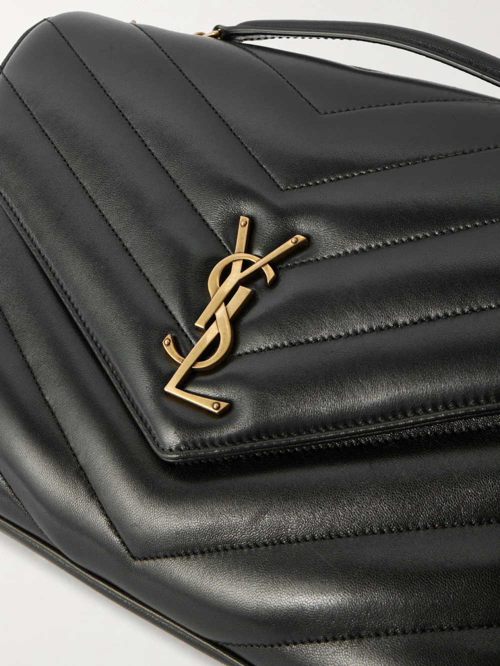 Close-up detail of the Saint Laurent Loulou Large Matelassé Leather Shoulder Bag