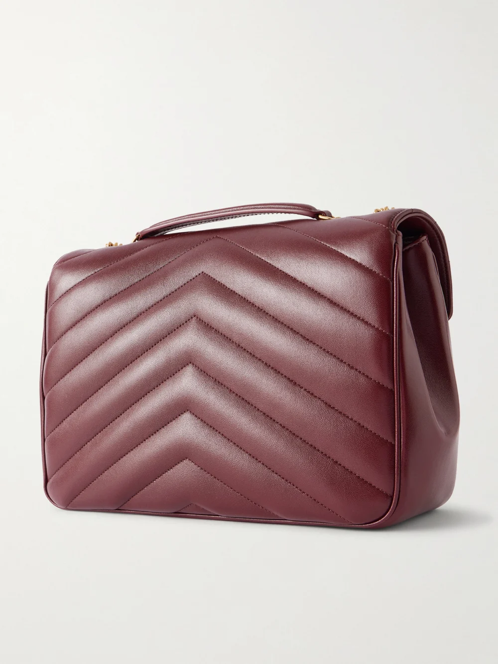 Back view of the Saint Laurent Loulou Large Matelassé Leather Shoulder Bag
