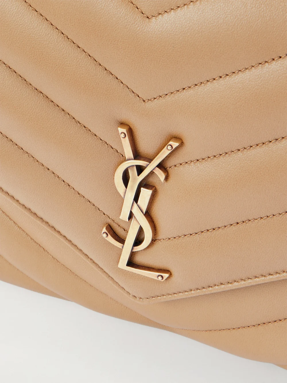 Close-up detail of the Saint Laurent Loulou Large Matelassé Leather Shoulder Bag