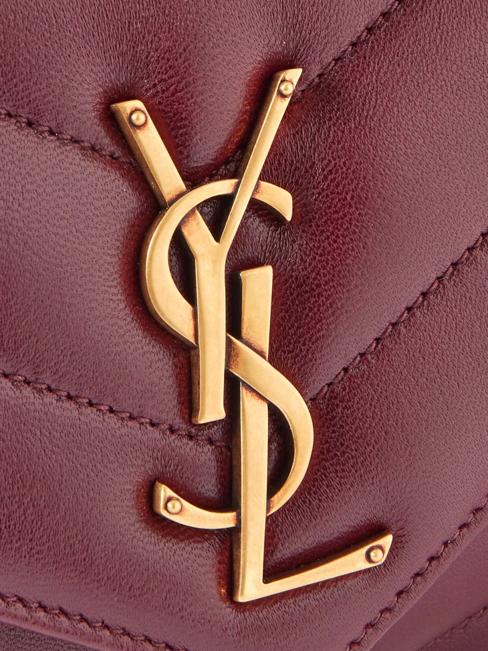 Close-up detail of the Saint Laurent Loulou Matelassé Leather Shoulder Bag