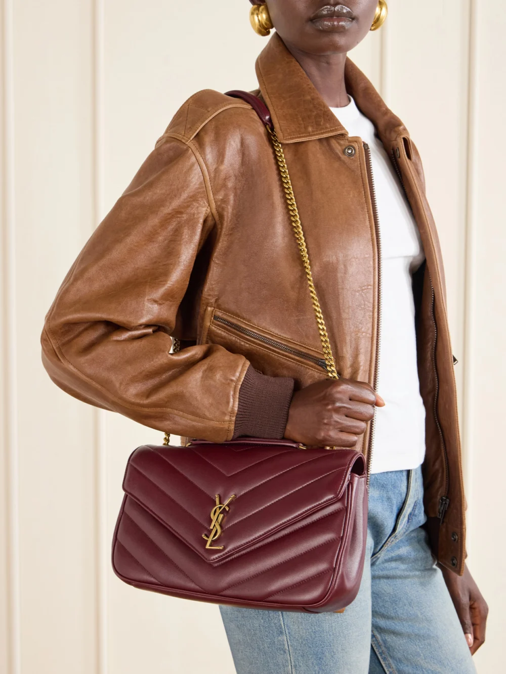 Saint Laurent Loulou Matelassé Leather Shoulder Bag, styled view