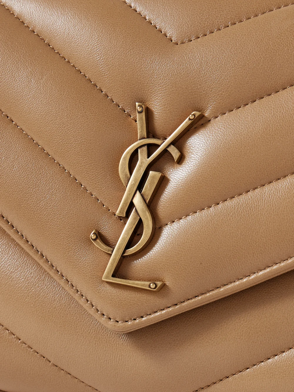 Close-up detail of the Saint Laurent Loulou Matelassé Leather Shoulder Bag
