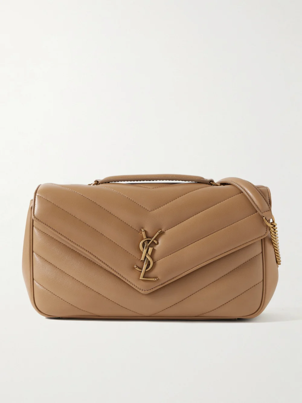 Saint Laurent Loulou Matelassé Leather Shoulder Bag in tan